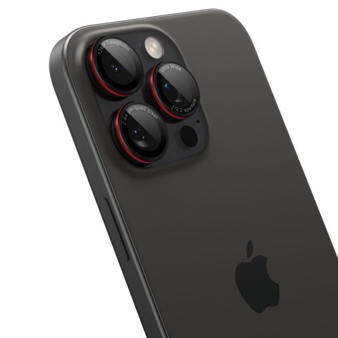Szkło hartowane na aparat do iPhone 14 Pro/Pro Max/15 Pro/Pro Max/16 Pro/16 Pro Max - czarne z czerwoną obwódką