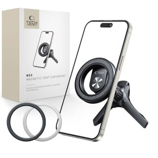 Uchwyt samochodowy na kratkę nawiewu do smartfona z pierścieniami MagSafe N53 - czarny