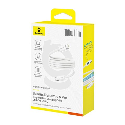 Kabel magnetyczny z oplotem USB-C 100W 1m - biały