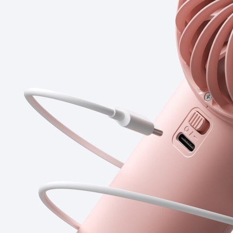 Mini wentylator wiatraczek ręczny USB-C 5000mAh - różowy