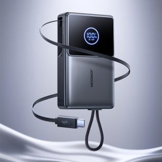 Powerbank 10000mAh 22.5W ze zwijanym kablem USB-C - czarny