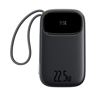 Powerbank 20000mAh 22.5W z wyświetlaczem kablami USB-C iPhone Lightning - czarny