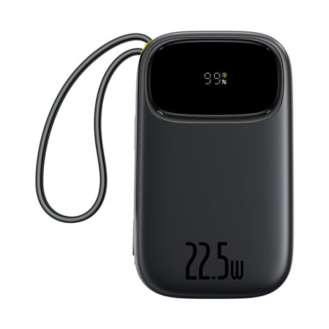 Powerbank 20000mAh 22.5W z wyświetlaczem kablami USB-C iPhone Lightning - czarny