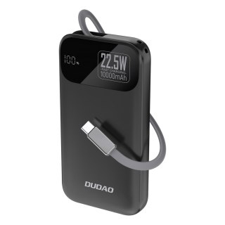Powerbank K31 10000 mAh 22.5W PD z wbudowanym kablem - czarny