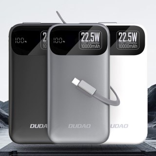 Powerbank K31 10000 mAh 22.5W PD z wbudowanym kablem - szary