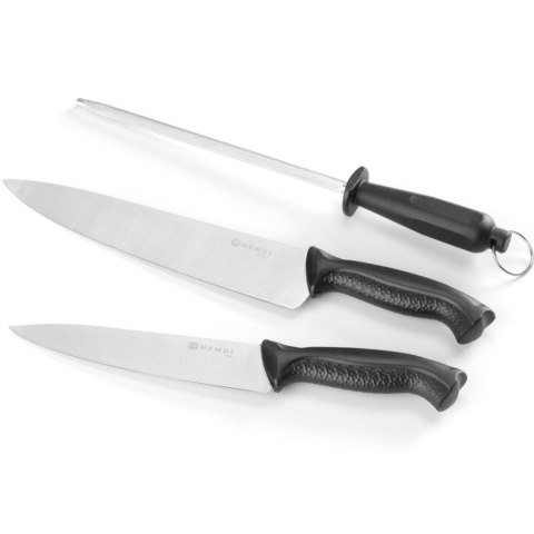 Zestaw noży szefa kuchni 18 cm i 24 cm z ostrzałką