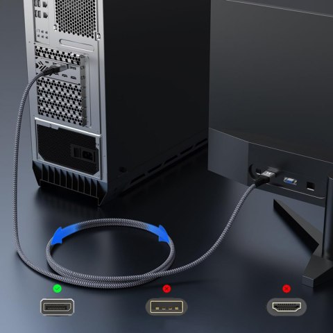 Kabel przewód DisplayPort z ceryfikatem VESA 80 Gb/s 16K HDR HDCP DSC 3m - czarny