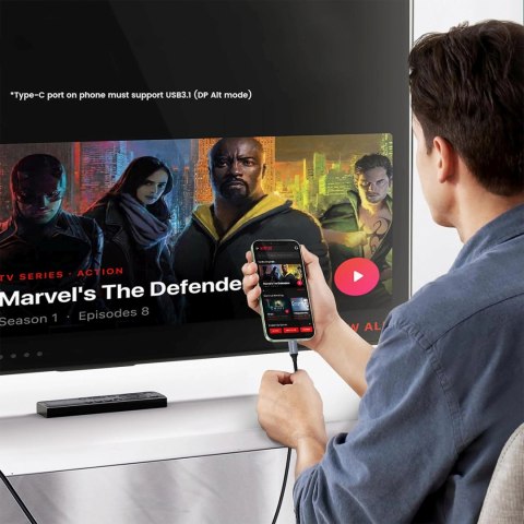 Kabel przewód USB-C - HDMI 4K 60Hz 1.8m - czarny