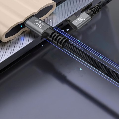 Kabel przewód kątowy Thunderbolt 4 USB-C 240W 4K 1m - czarny
