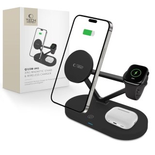 Ładowarka bezprzewodowa 3w1 ze stojakiem do urządzeń Apple - czarna