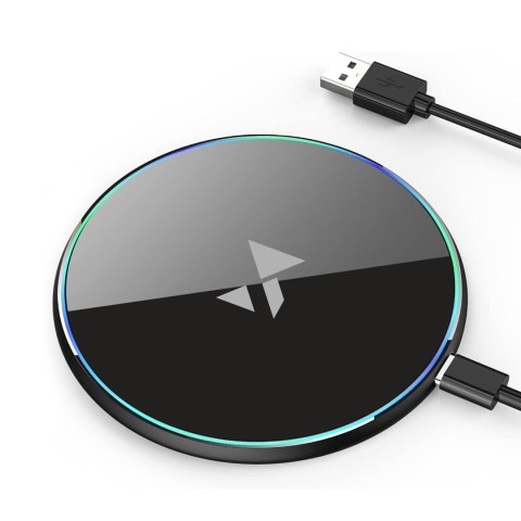 Ładowarka indukcyjna bezprzewodowa Qi z kablem USB-C 15W - czarny