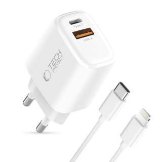 Ładowarka sieciowa NCA30 USB-A USB-C PD QC 30W z kablem USB-C - iPhone Lightning 1m - biała