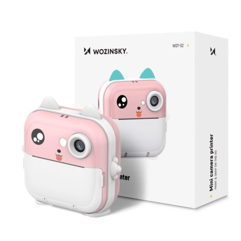 Mini drukarka termiczna WDT-01 z aparatem kamerą dla dzieci - różowa