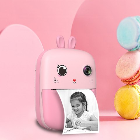 Mini drukarka termiczna z aparatem fotograficznym i kamerą HURC10R - różowa
