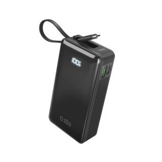 Powerbank 10000mAh USB-A USB-C z wyświetlaczem wbudowanym kablem USB-C 20W - czarny