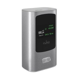 Powerbank 10000mAh z wyświetlaczem USB-A USB-C 45W - szary