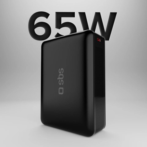 Powerbank 20000mAh do laptopa tabletu smartfona PD AFC USB-C USB-A 65W - czarny