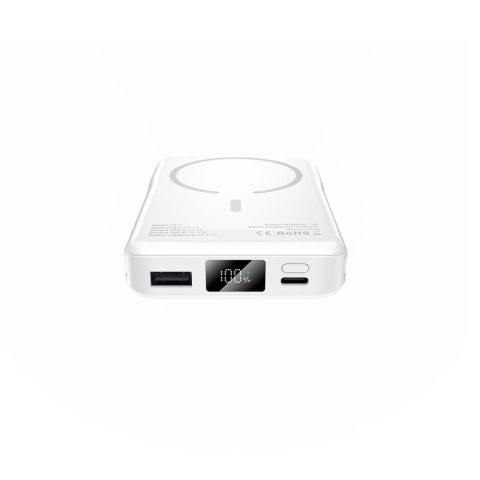 Powerbank magnetyczny PB31 10000mAh 15W MagSafe z kablami USB-C iPhone Lightning - biały