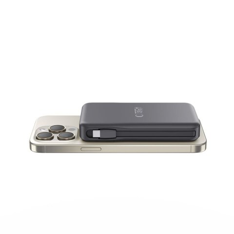 Powerbank magnetyczny PB31 10000mAh 15W MagSafe z kablami USB-C iPhone Lightning - czarny