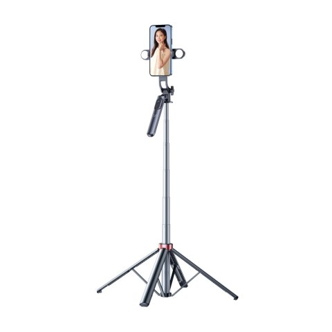 Selfie stick teleskopowy statyw do zdjęć z podwójną lampą i uchwytem na telefon 1.75m