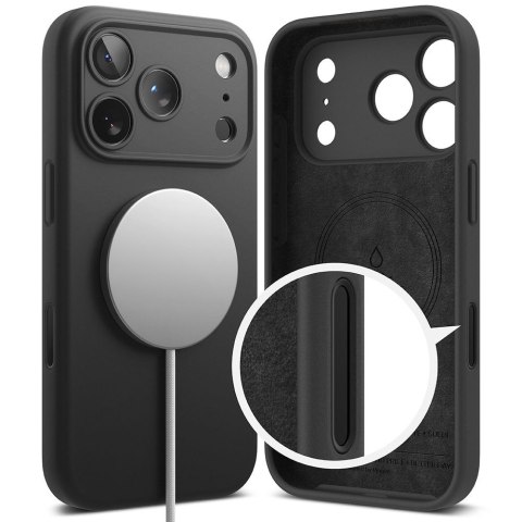 Etui plecki na iPhone 17 Pro Max Silicone Magnetic MagSafe - czarne
