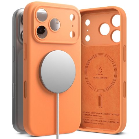 Etui plecki na iPhone 17 Pro Max Silicone Magnetic MagSafe - pomarańczowe