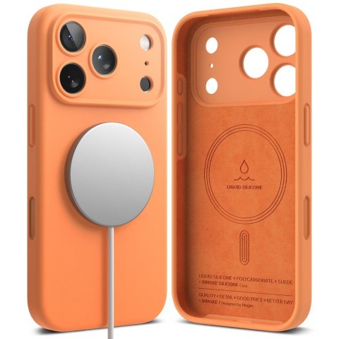 Etui plecki na iPhone 17 Pro Max Silicone Magnetic MagSafe - pomarańczowe