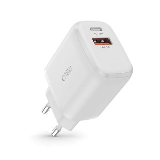 Ładowarka sieciowa C20W USB-A USB-C PD QC 20W - biała