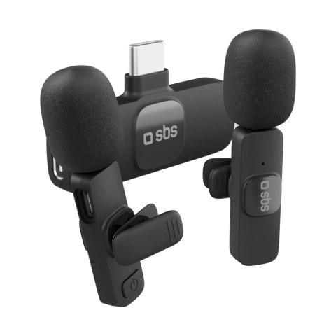 Mikrofony krawatowe bezprzewodowe z odbiornikiem USB-C czarne - 2szt.