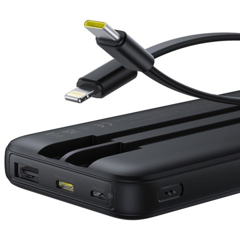 Powerbank 10000mAh 22.5W z wyświetlaczem kablami USB-C iPhone Lightning Lipow - czarny