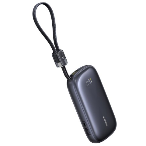 Powerbank 10000mAh 22.5W z wyświetlaczem odłączanym kablem - czarny