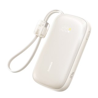 Powerbank 20000mAh 22.5W z wyświetlaczem kablem EnerFill FC21 Qpow 3 Ultra - beżowy