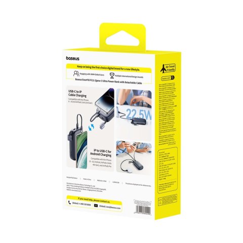Powerbank 20000mAh 22.5W z wyświetlaczem kablem EnerFill FC21 Qpow 3 Ultra - czarny