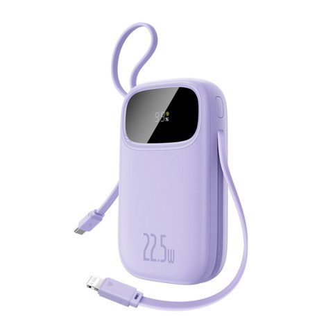Powerbank 20000mAh 22.5W z wyświetlaczem kablem EnerFill FC21 Qpow 3 Ultra - fioletowy