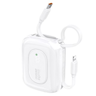 Powerbank K32 10000 mAh z wbudowanym kablem USB-C iPhone Lightning 22.5W - biały