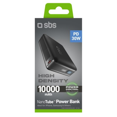 Powerbank z wyświetlaczem LCD 10000mAh USB-C 30W - czarny