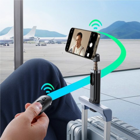 Selfie stick kij do zdjęć z uchwytem pilotem Bluetooth MagSafe - czarny