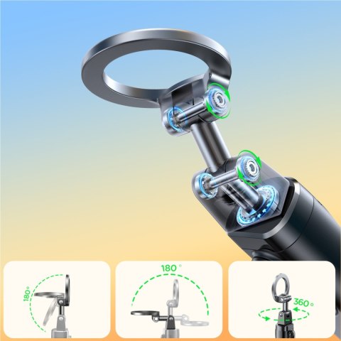 Selfie stick kij do zdjęć z uchwytem pilotem Bluetooth MagSafe - czarny