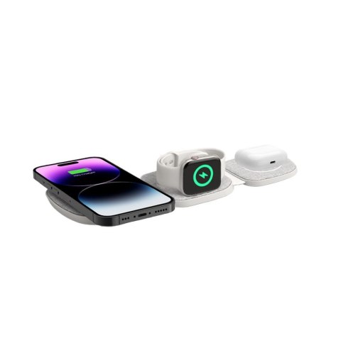 Ładowarka indukcyjna 3w1 na smartfon Apple Watch AirPods MagSafe - szara
