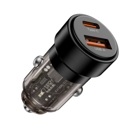 Ładowarka samochodowa USB-A USB-C CC03 PD 75W - czarna