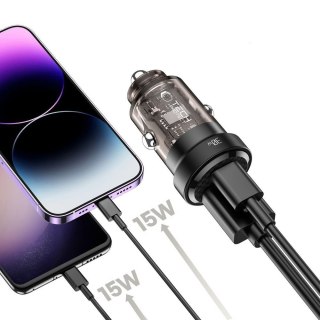 Ładowarka samochodowa USB-C USB-A CC30W QC 30W - czarna