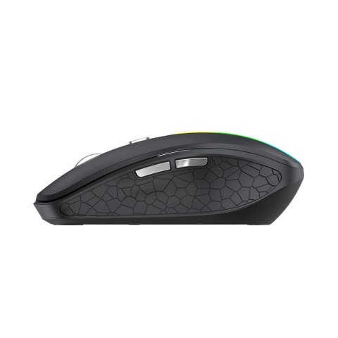 Myszka bezprzewodowa podświetlana 6 przycisków Bluetooth 1600 DPI RGB - czarna