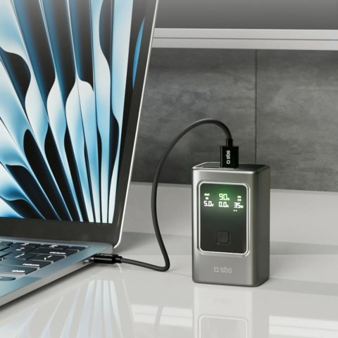 Powerbank z wyświetlaczem 10000mAh PD 35W LCD - szary