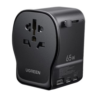 Adapter sieciowy podróżny z ładowarką USB-C USB-A 65W - czarny