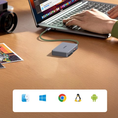 Czytnik kart pamięci SD microSD USB-C - szary