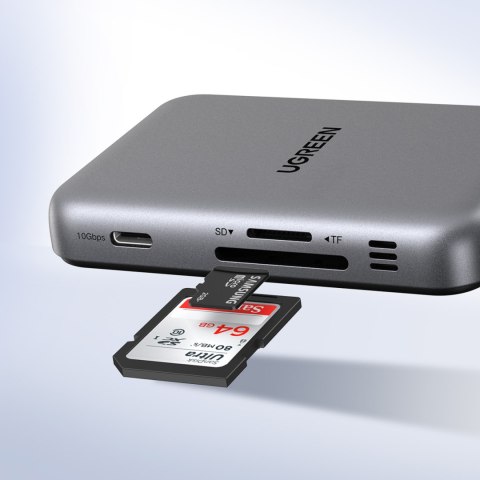 HUB rozdzielacz 7w1 USB-C na HDMI USB-C USB-A SD TF - szary