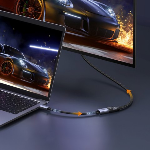 Kabel adapter DisplayPort - HDMI 4K 20cm - szary