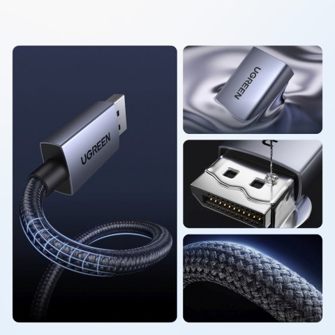 Kabel adapter DisplayPort - HDMI 4K 20cm - szary