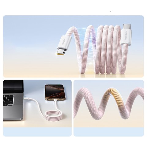 Kabel przewód samoczynnie układający się USB-C Dynamic 4 Pro 100W 1m - różowy