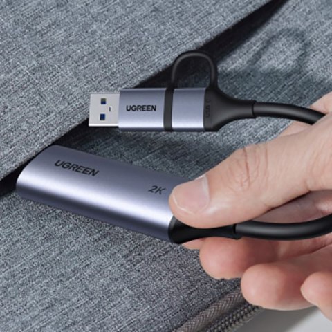 Karta przechwytująca do nagrywania streamingu obrazu USB-A/C - HDMI 4K - szara